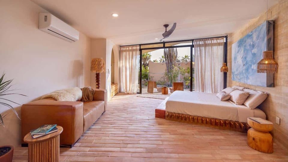 Bed and living area
