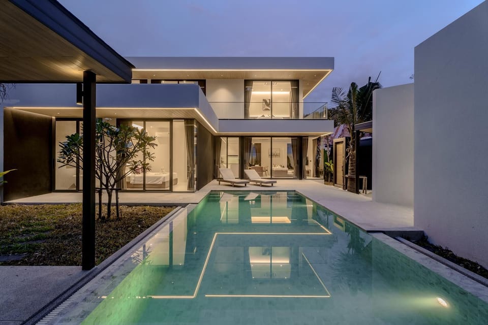 Private Pool, Night View, Sun Loungers, Property Building Garden