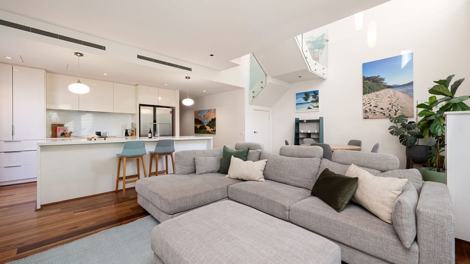 Spacious living room seating 