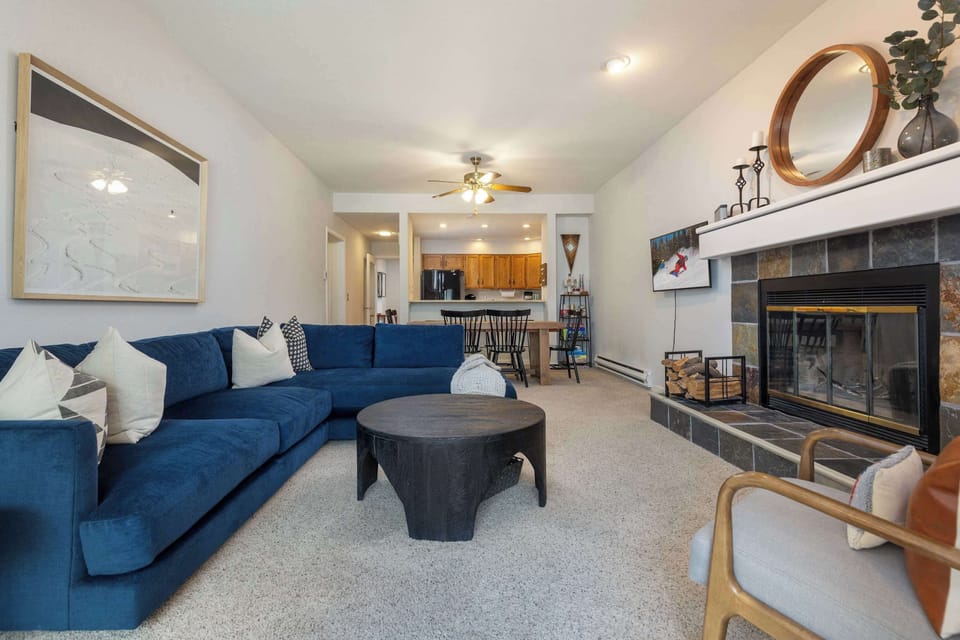 Comfortable living space and open floor plan. Fireplace not allowed to be used by renters per HOA.
