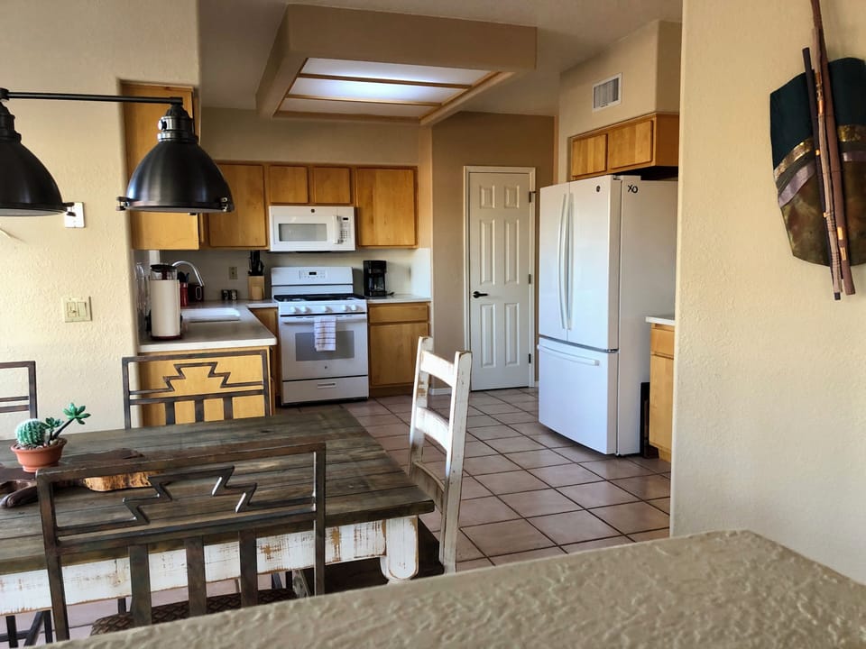 Kitchen view from patio sliding door.