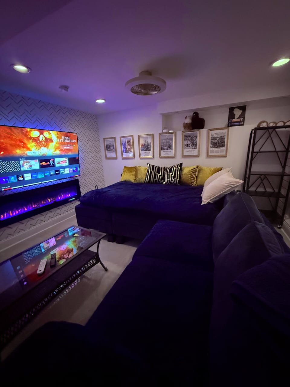 The sectional sofa can be converted into a full-size bed upon request.
