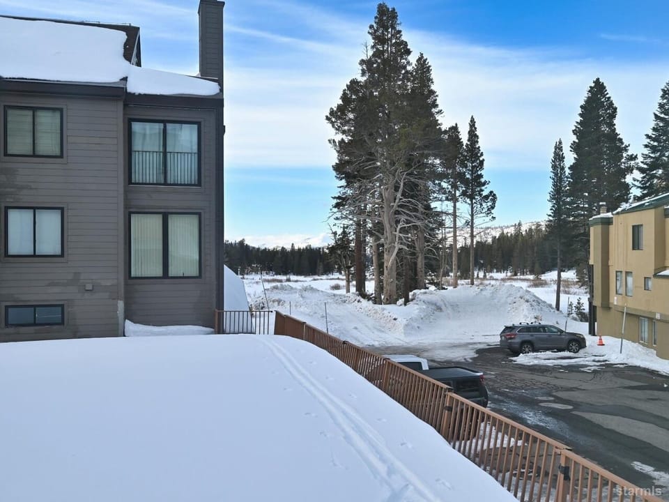 View is away from Kirkwood Meadows Dr towards the Meadows and Pyramid Peak