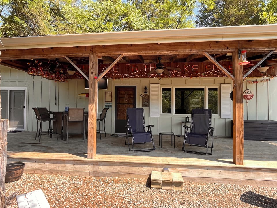 Enjoy the zero gravity chairs on the covered deck.