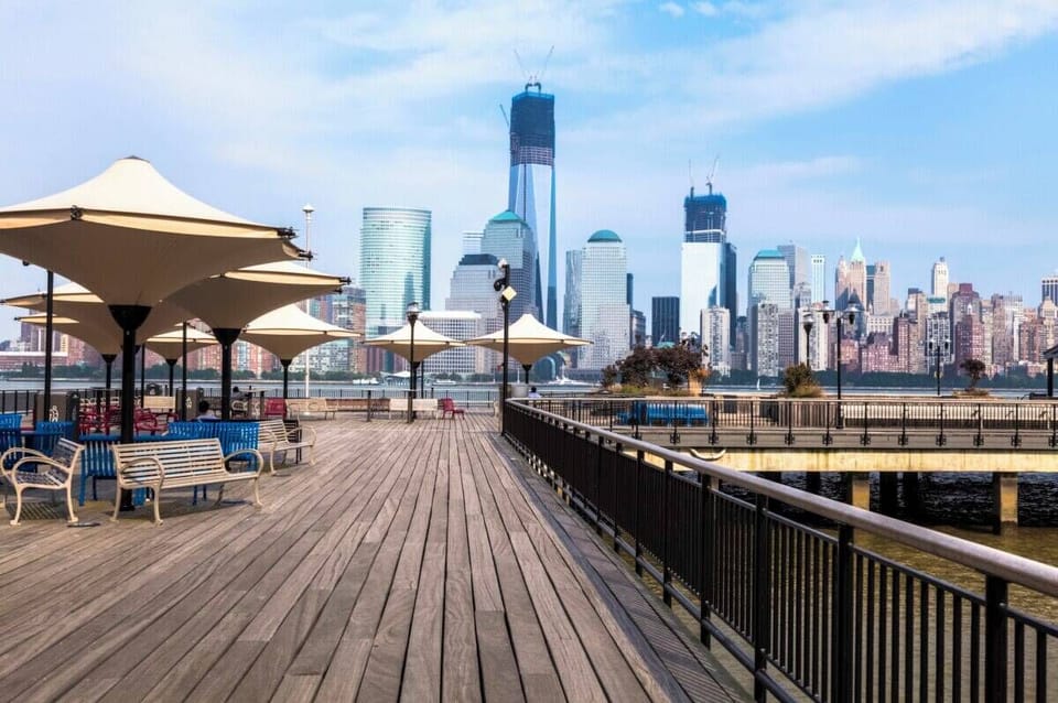 Waterfront in Jersey City with Manhattan views.