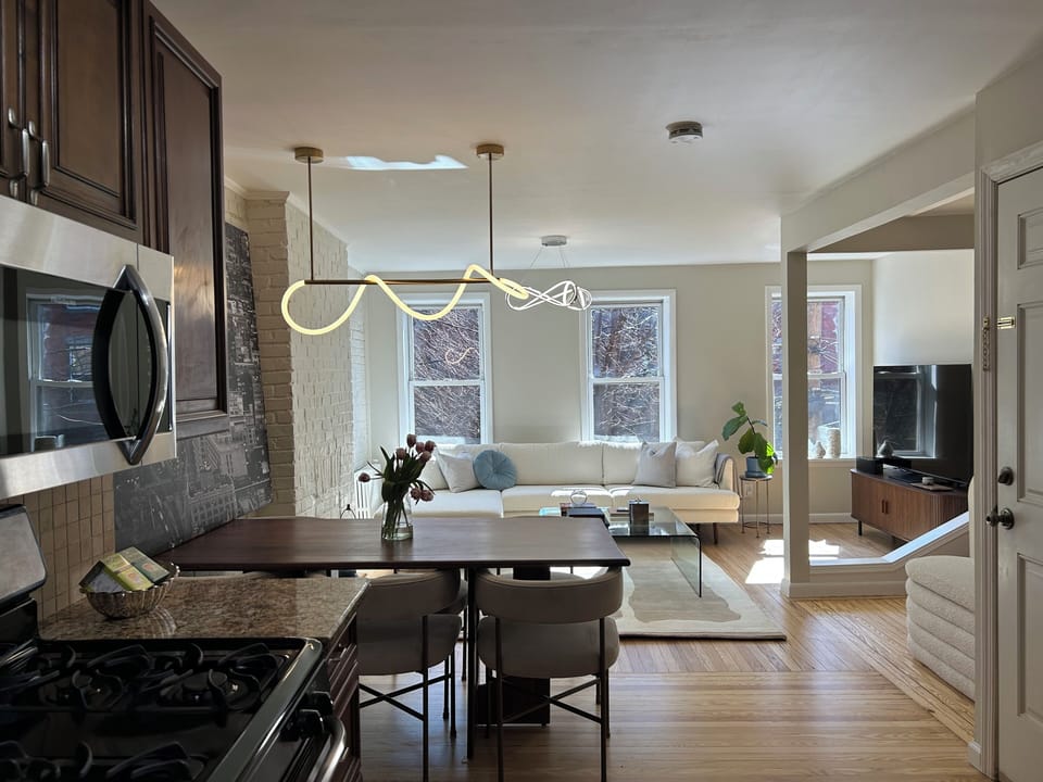 Dining table and Living room area
