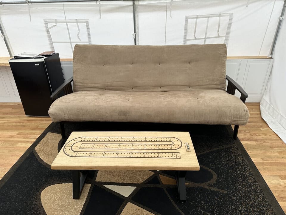 Queen futon & cribbage board table