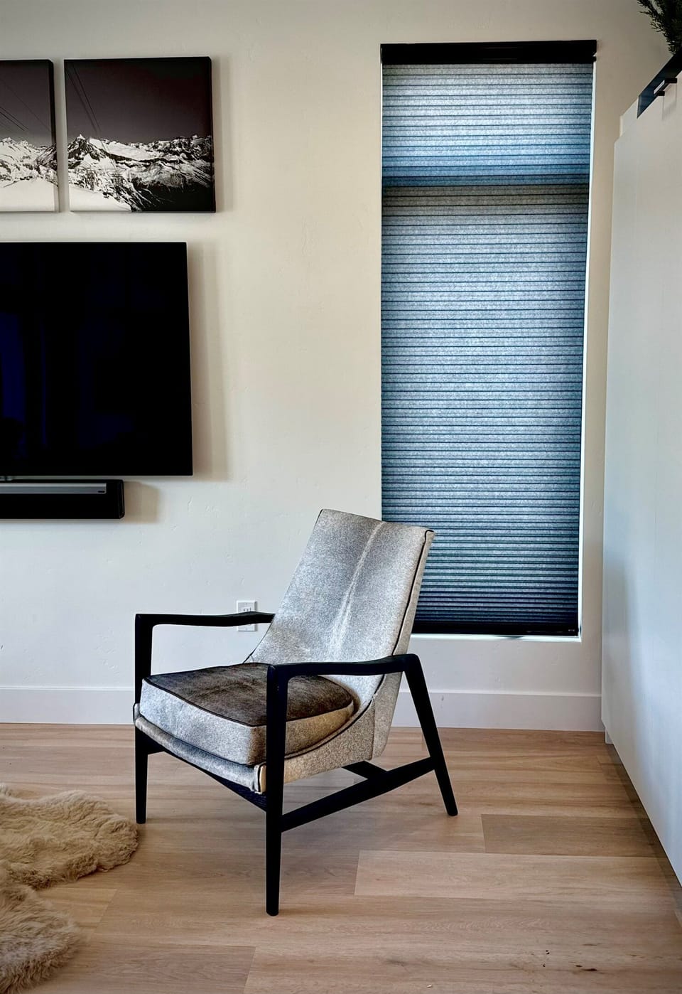Beautiful cowhide designer chair in the living room