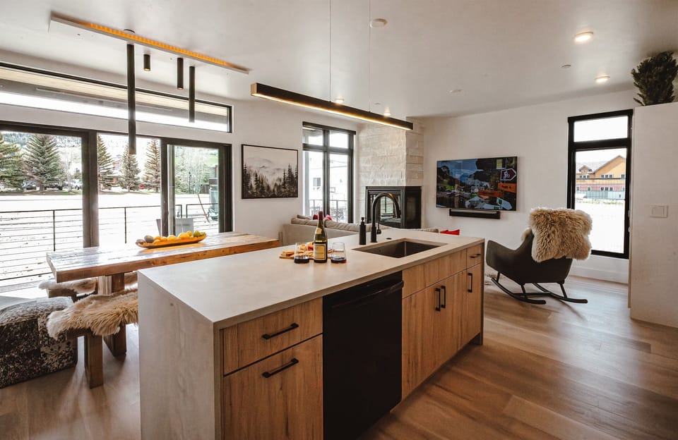 View from the kitchen overlooking the living room area