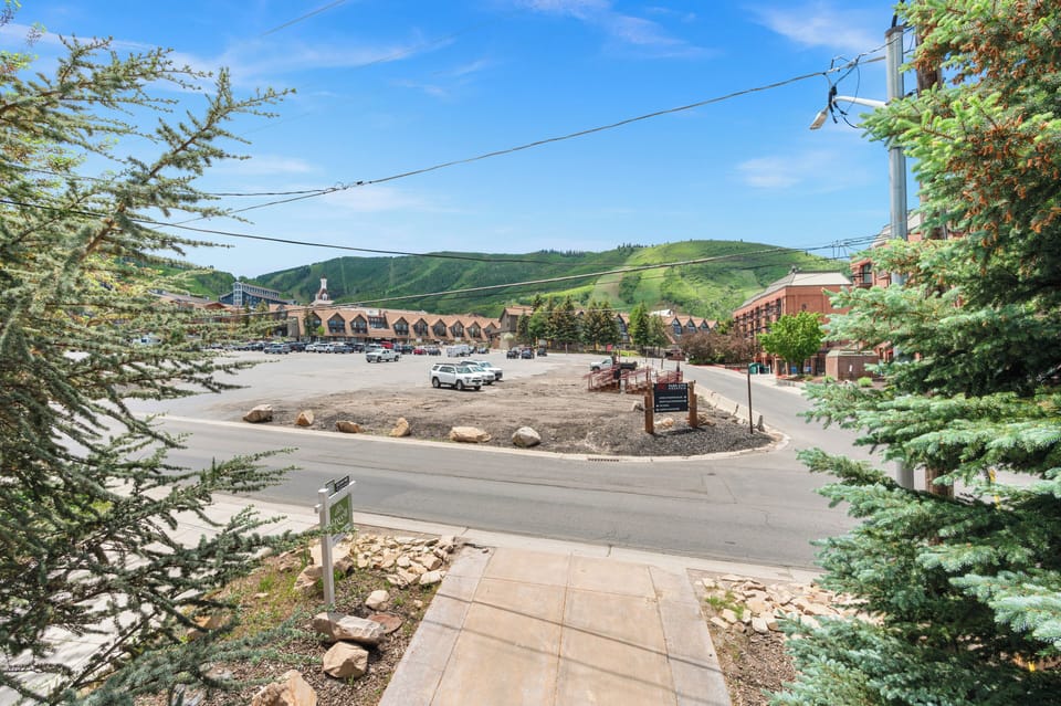 View from the house, skiing is closer than it looks, just across the parking lot