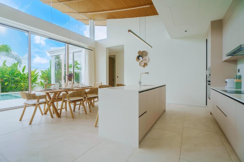 Kitchen Counter, Dinning Table, Swimming Pool View