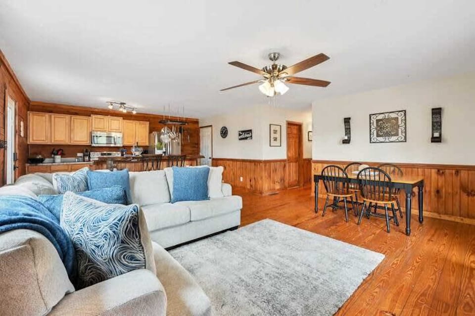 The dining area is just a few steps away for effortless meals and gatherings.