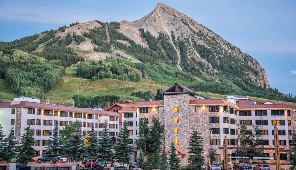 View of Grand Lodge w/ Mt. Crested Butte Backdrop | Managed by: @TraverseHospitality