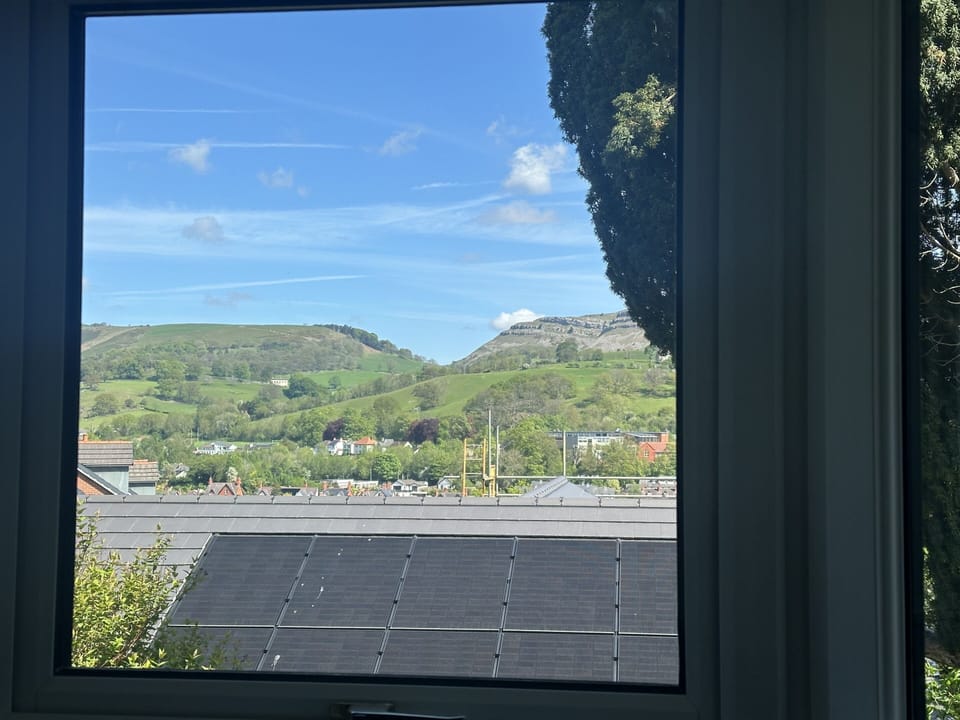  View from bed through bay window