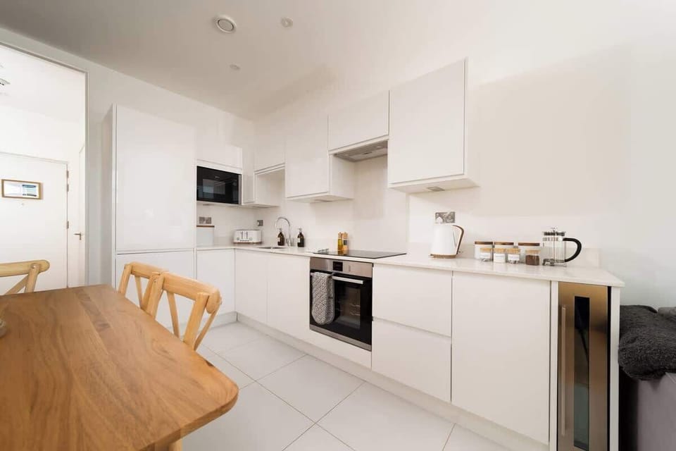 The streamlined kitchen comes fully equipped with everything you need for your stay.