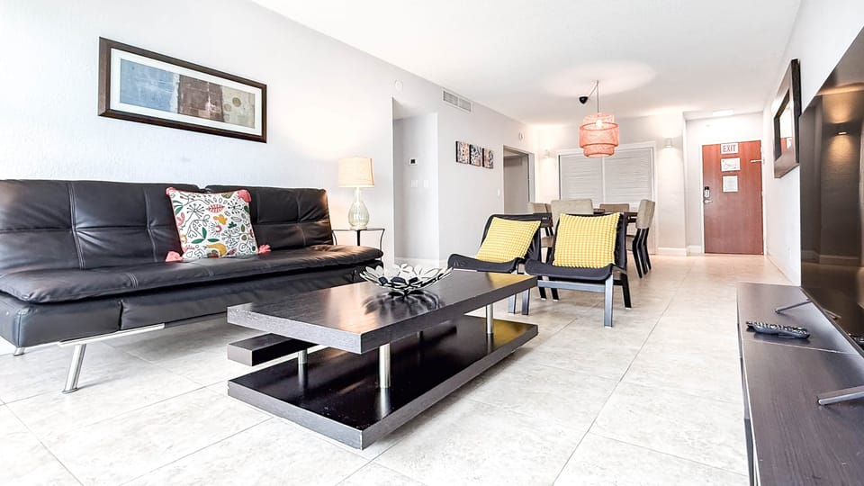 Living room and dining room