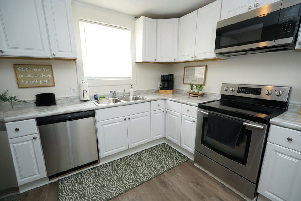 Kitchen is fully equipped. Coffee, sugar, creamers, and teas are also provided.