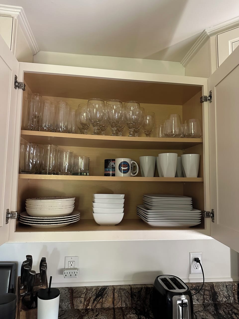 Well-stocked Kitchen cabinets