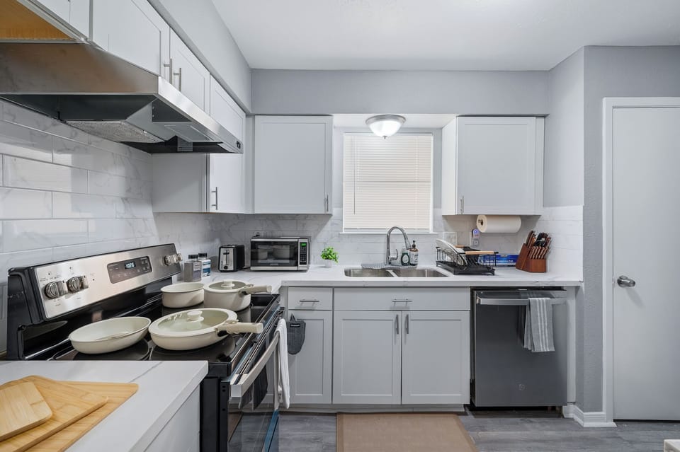 Fully equipped kitchen with modern appliances