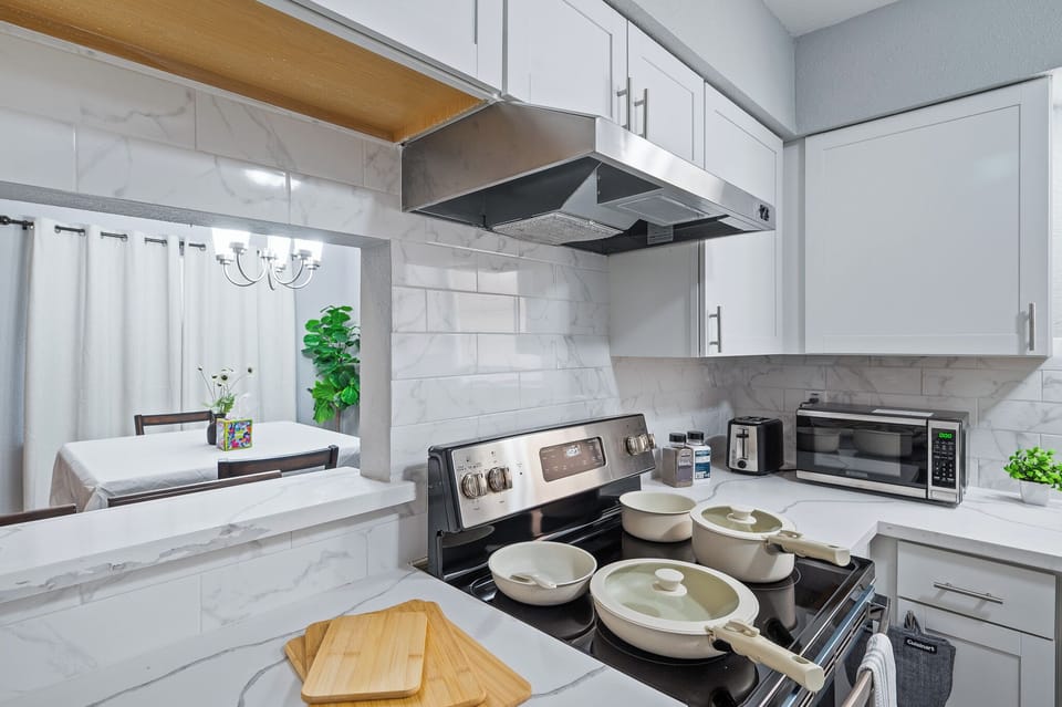 Fully equipped kitchen with modern appliances