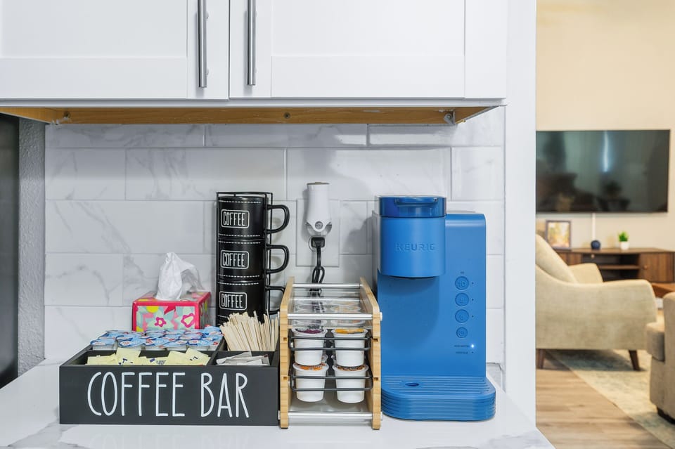 Start your day with our stocked coffee station