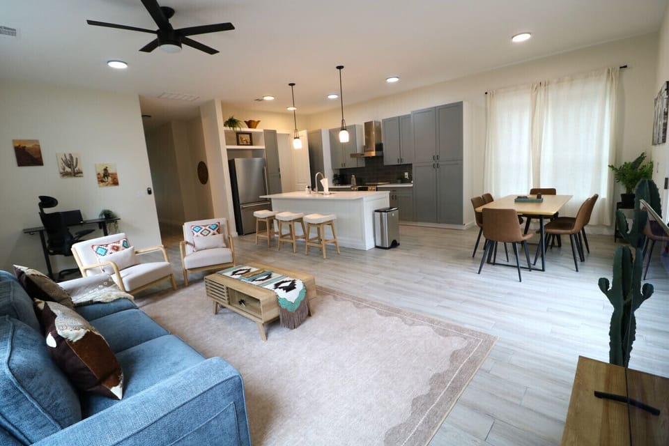 Open Kitchen with Dining Area and Living room