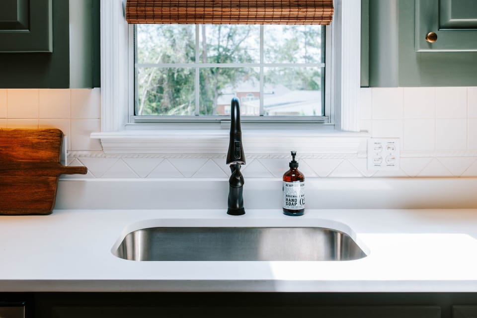 Eco-friendly and effective! Our kitchen is stocked with hand cleaner from Public Goods, ensuring a clean and sustainable stay.