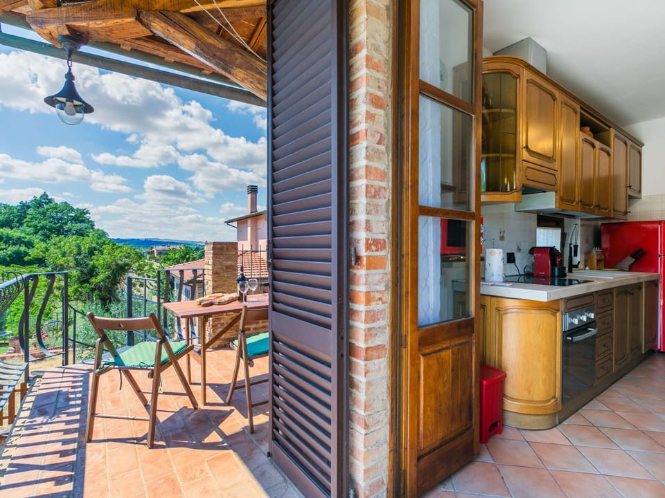 Apartment, Wood Stain, Brick, Chair, Balcony, Houseplant, Hardwood, Kitchen & Dining Room Table, Villa