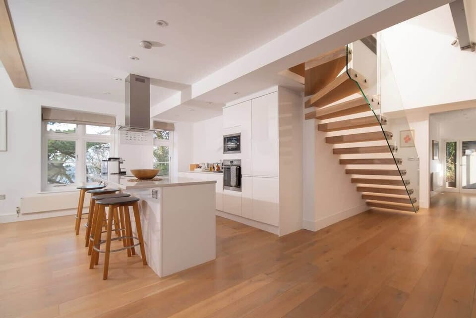 The spacious kitchen comes fully equipped with everything you need for your stay.