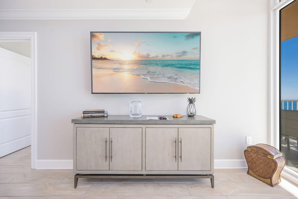 Stream your favorite shows after a day at the beach and relax with family in this charming rental