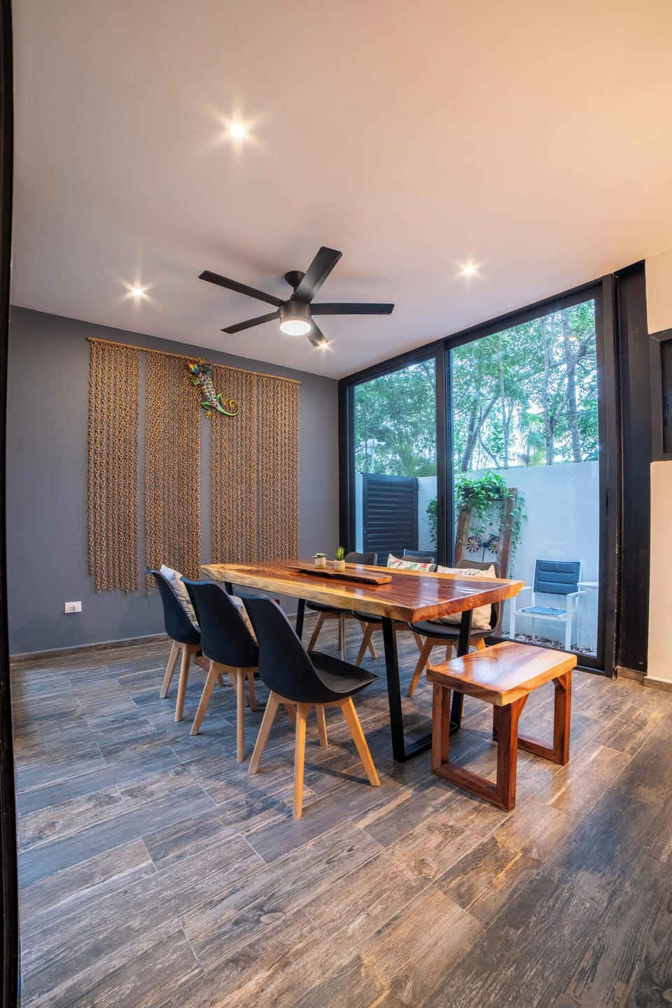 Sliding Glass Doors to outdoor Seating for morning coffee
