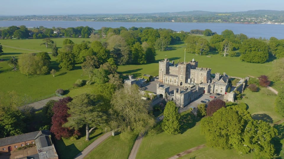 Aerial view of Powderham Castle