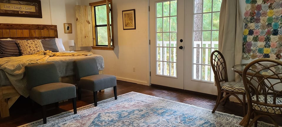 This is a western style bath house master bedroom