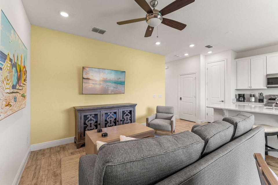 Living area with Smart TV and sofa sleeper