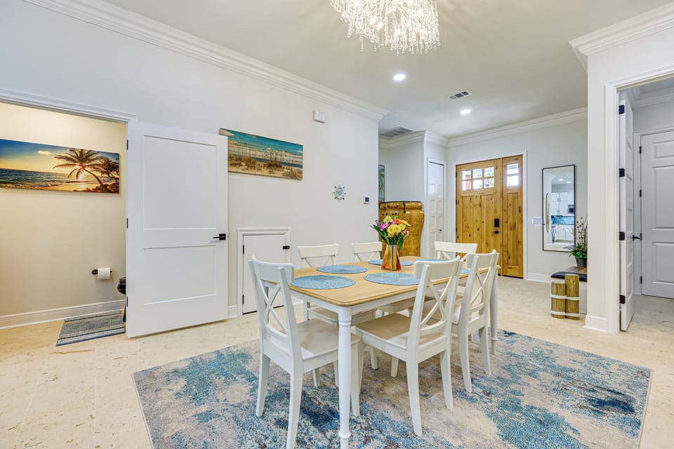 Dining Area | Dishware & Flatware | Central A/C & Heat | 1st Floor