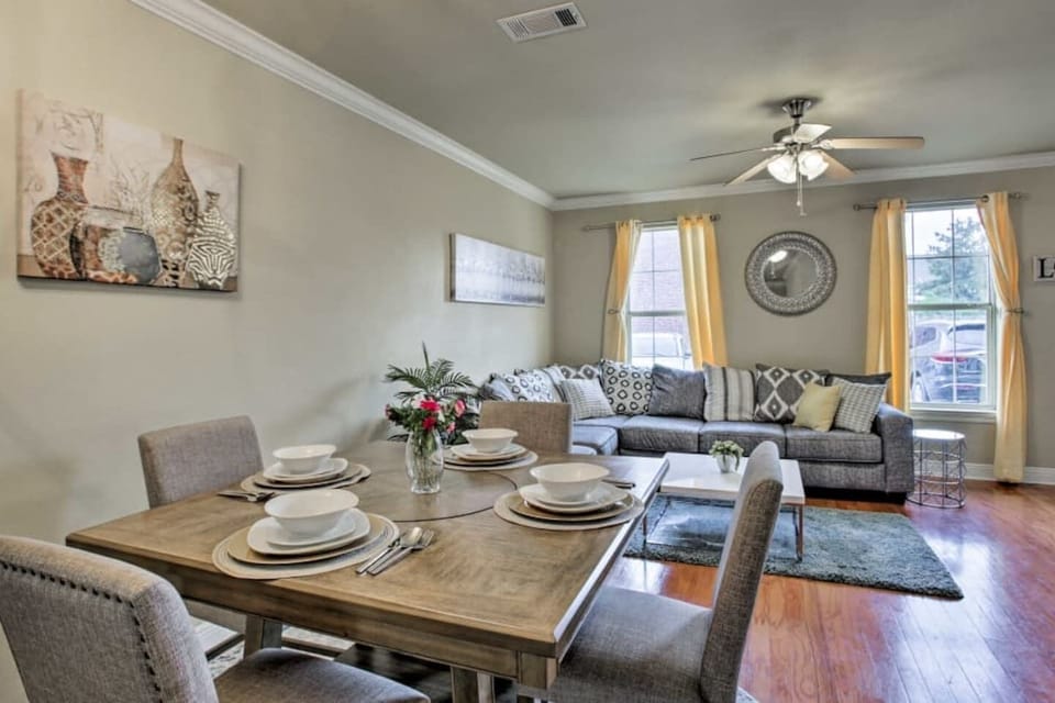 Four people can dine at the table.