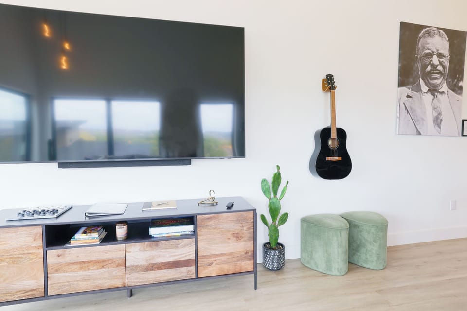 The large Smart TV allows you to sign in to your favorite streaming service