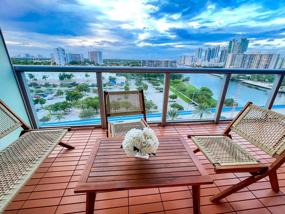 The stunning view from the spacious balcony overlooking the ocean