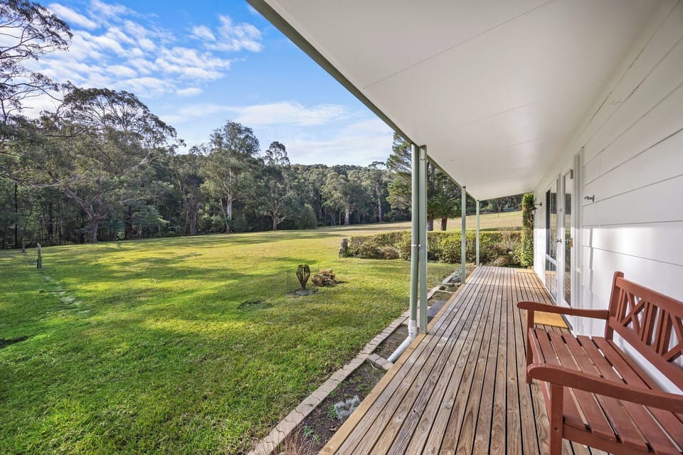 Front deck with mountain views