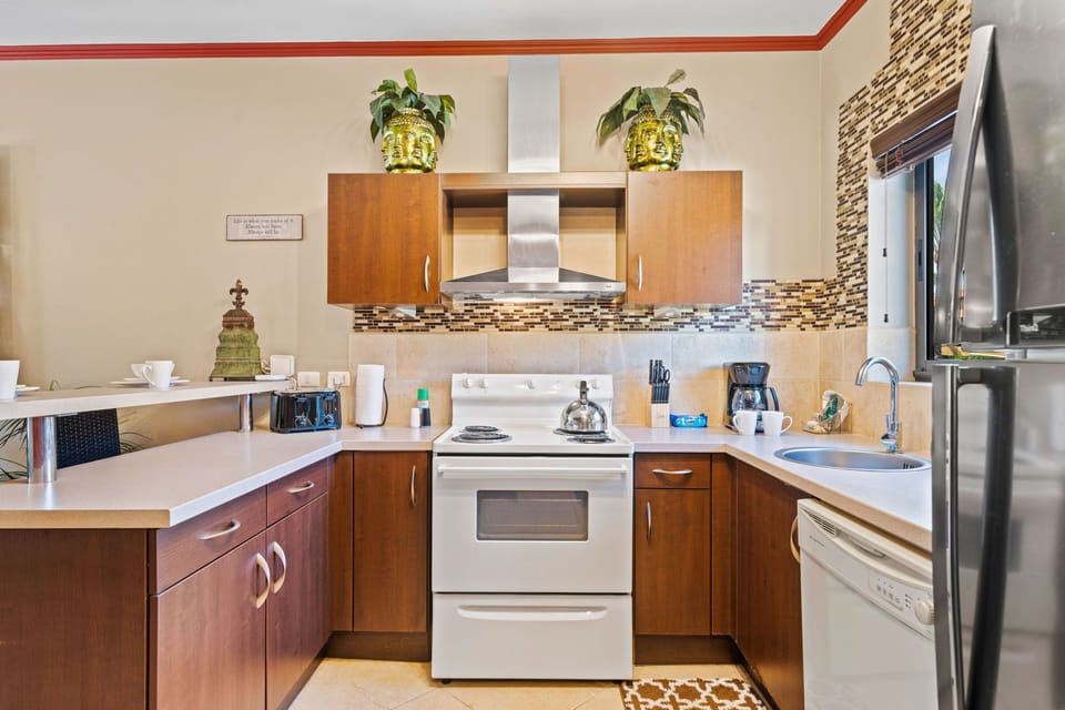 Kitchen with stainless steel appliances
