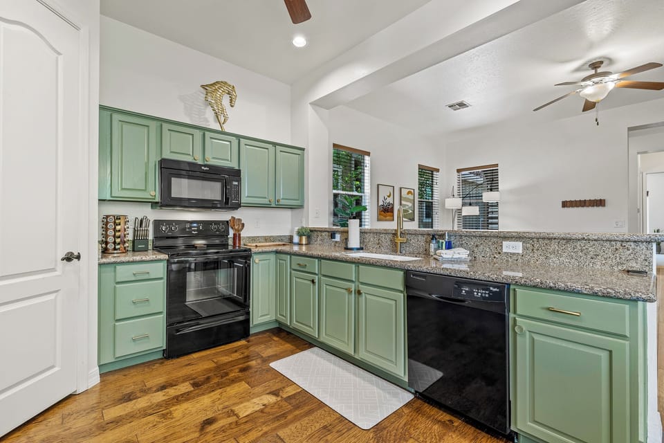 Large kitchen space with plenty of counter space and storage