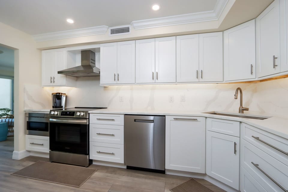 Kitchen with stainless steel appliances