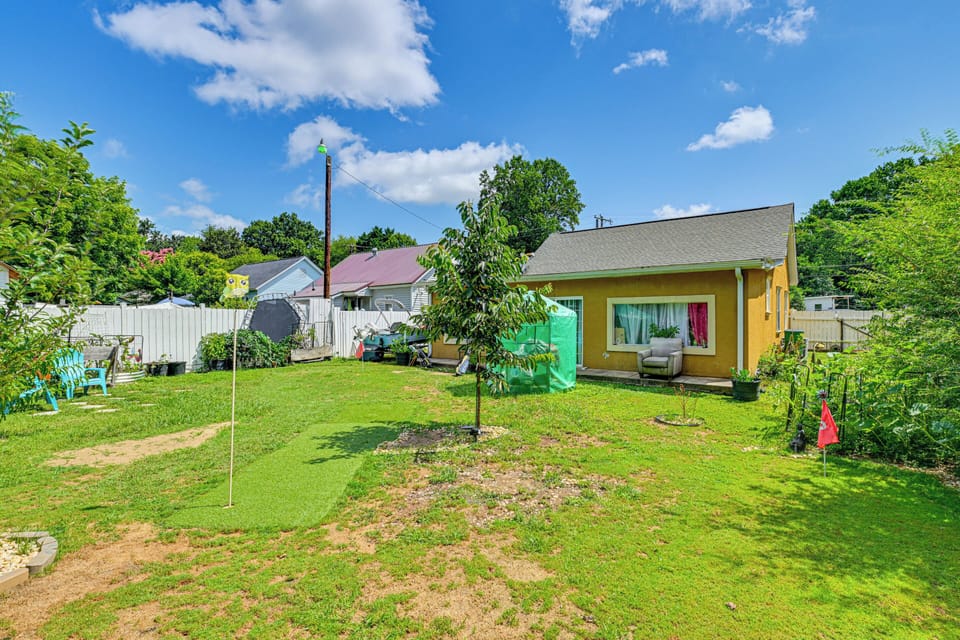 Fully Fenced Backyard | Small Putting Green | Charcoal Grill