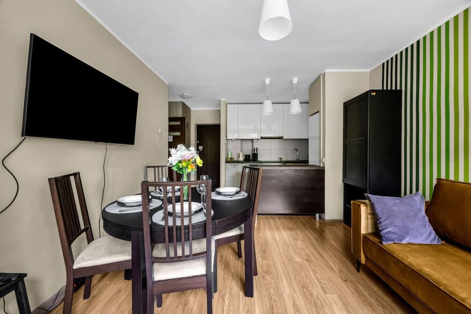 Living Room with Smart TV and Sofa Bed | Book Now With Rentujemy