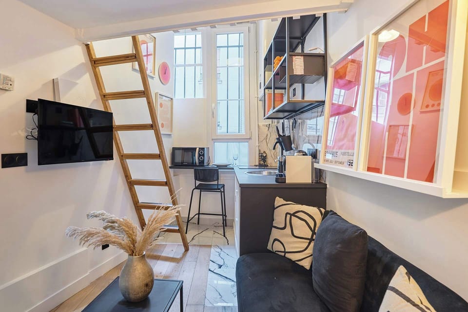 salon avec cuisine ouverte