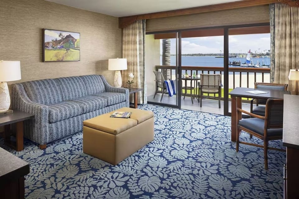 Stretch out in the airy lounge, steps from the balcony.