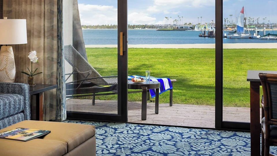 Sip a cool drink while watching boats glide by.