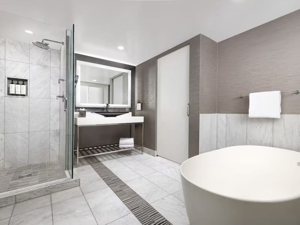Refresh in a spa-like bath with soaking tub luxury.