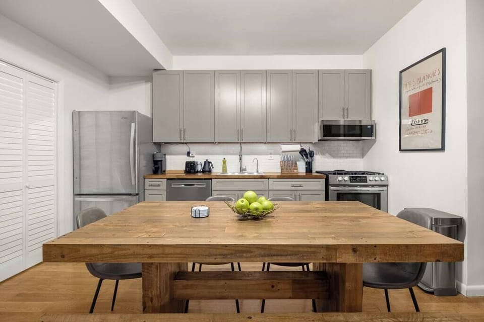 Kitchen with designer dining table