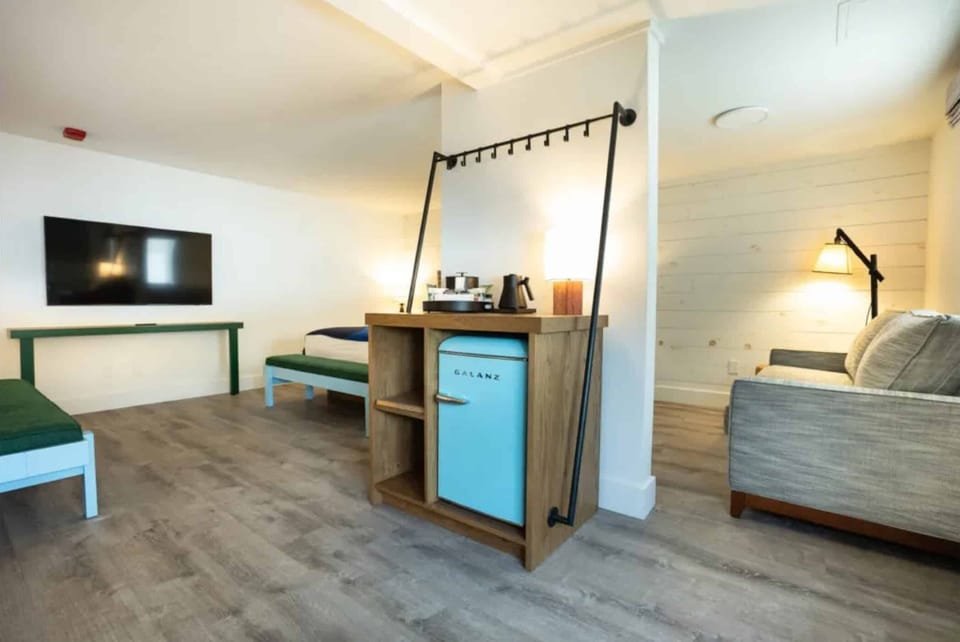 Settle into this airy studio with lounge seating and kitchenette.
